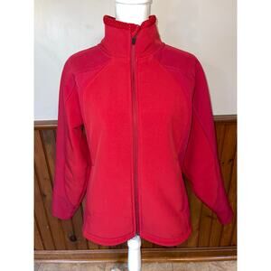Womens LL Bean Vintage Jacket Red Fleece Lined Zip Up Nylon Shell Pockets‎ M